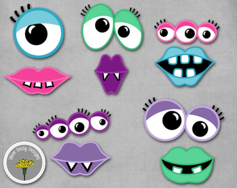 Girly monster photo props printable instant download  etsy