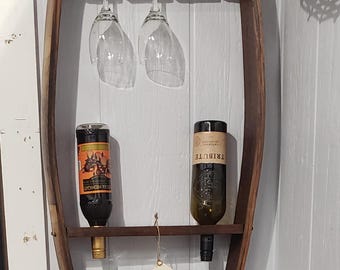 Rustic Whiskey Barrel Stave Wine Rack: Wall Hanging Shelf