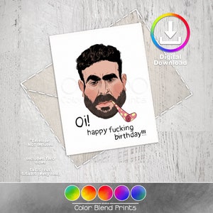 Oi! Happy F****** Birthday, Coach Kent Card, Blank Card, Soccer Birthday Card, Fun Gift Idea, Caricature, TV FanArt, Original Art, Coach Ted