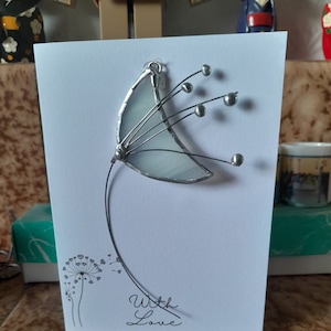 Stained Glass Flower Card Gift and Card in one. Flower indoor plant Stake or hanging decoration