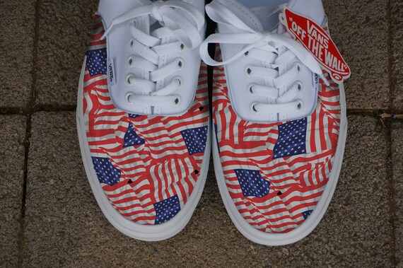 vans shoes red white and blue