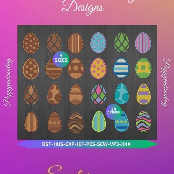 EASTER egg machine embroidery designs set  / oeuf de paques motifs pour broderie machine / INSTANT DOWNLOAD