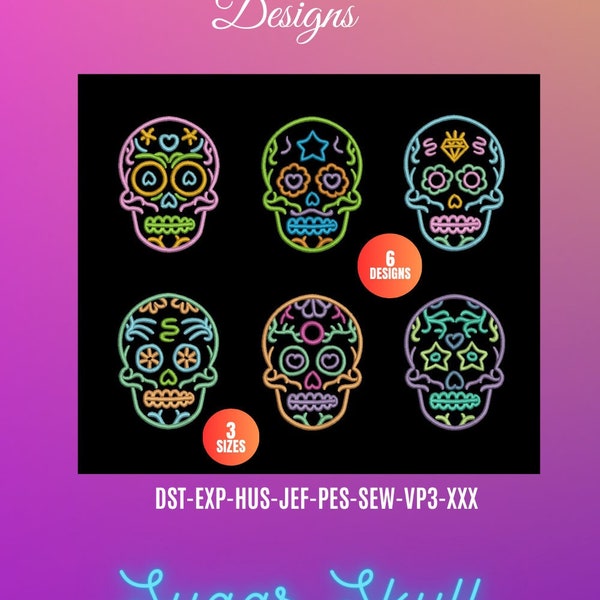 SUGAR SKULL Design for Embroidery machine  / crane mexicain pour broderie machine / instant download