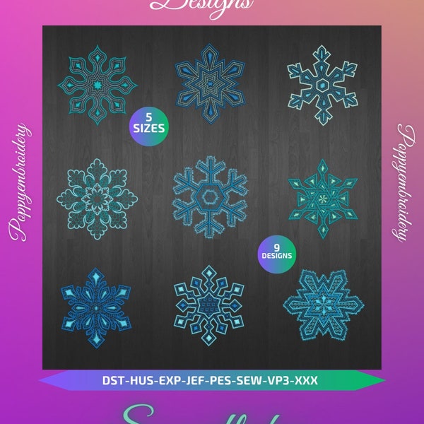 SNOWFLAKE  machine embroidery designs set  /  flocon de neige motifs pour broderie machine / INSTANT DOWNLOAD