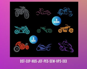 MOTORCYCLE biker embroidery machine  designs  / motifs moto pour broderie machine / INSTANT DOWNLOAD