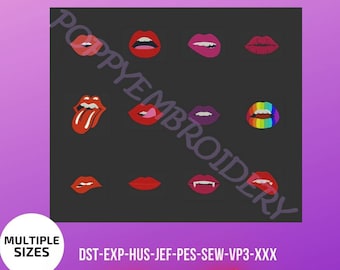 LIPS mouth designs for embroidery machine  / motifs bouche levres pour broderie machine / INSTANT DOWNLOAD