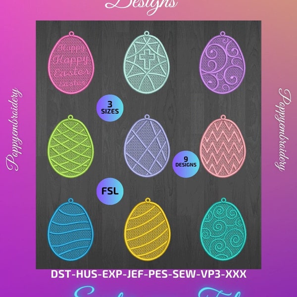 FSL easter egg freestanding lace  Design for Embroidery machine /  oeuf de paques dentelle pour broderie machine / instant download