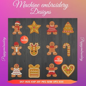 GINGERBREAD  Designs for Embroidery machine / gateaux noel motifs pour broderie machine / INSTANT DOWNLOAD
