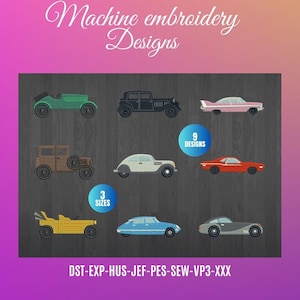 CLASSIC CAR embroidery machine  designs  / voitures pour broderie machine / instant download