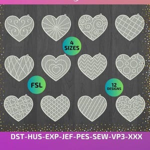 Free standing lace FSL heart Design for Embroidery machine  / coeur fsl pour broderie machine / INSTANT DOWNLOAD