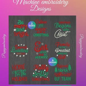 CHRISTMAS quote Designs for Embroidery machine /   mot noel motifs pour broderie machine / INSTANT DOWNLOAD