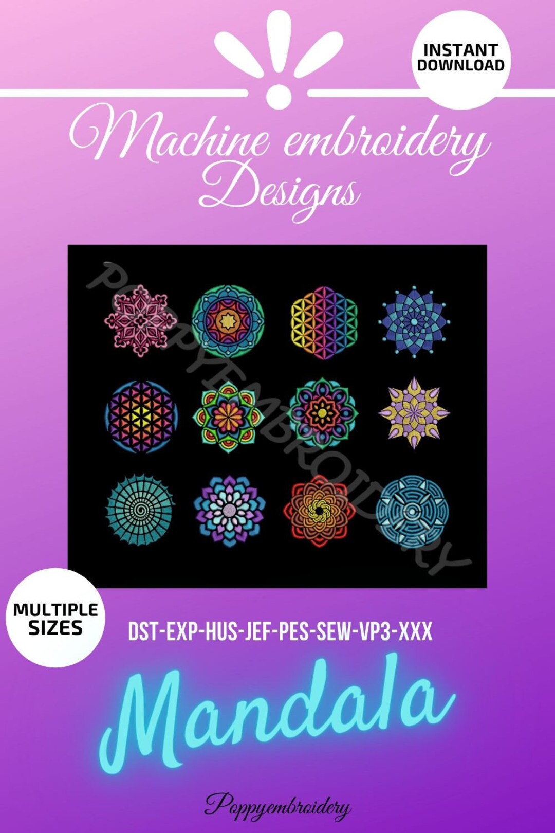 MANDALA Design for Embroidery Machine / Motifs Pour Broderie - Etsy