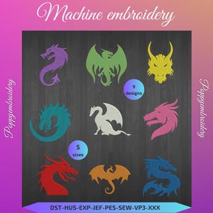 DRAGON  Design for Embroidery machine / motifs pour broderie machine / INSTANT DOWNLOAD