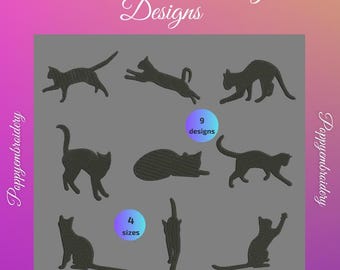 CAT silhouettes, machine embroidery designs / INSTANT DOWNLOAD