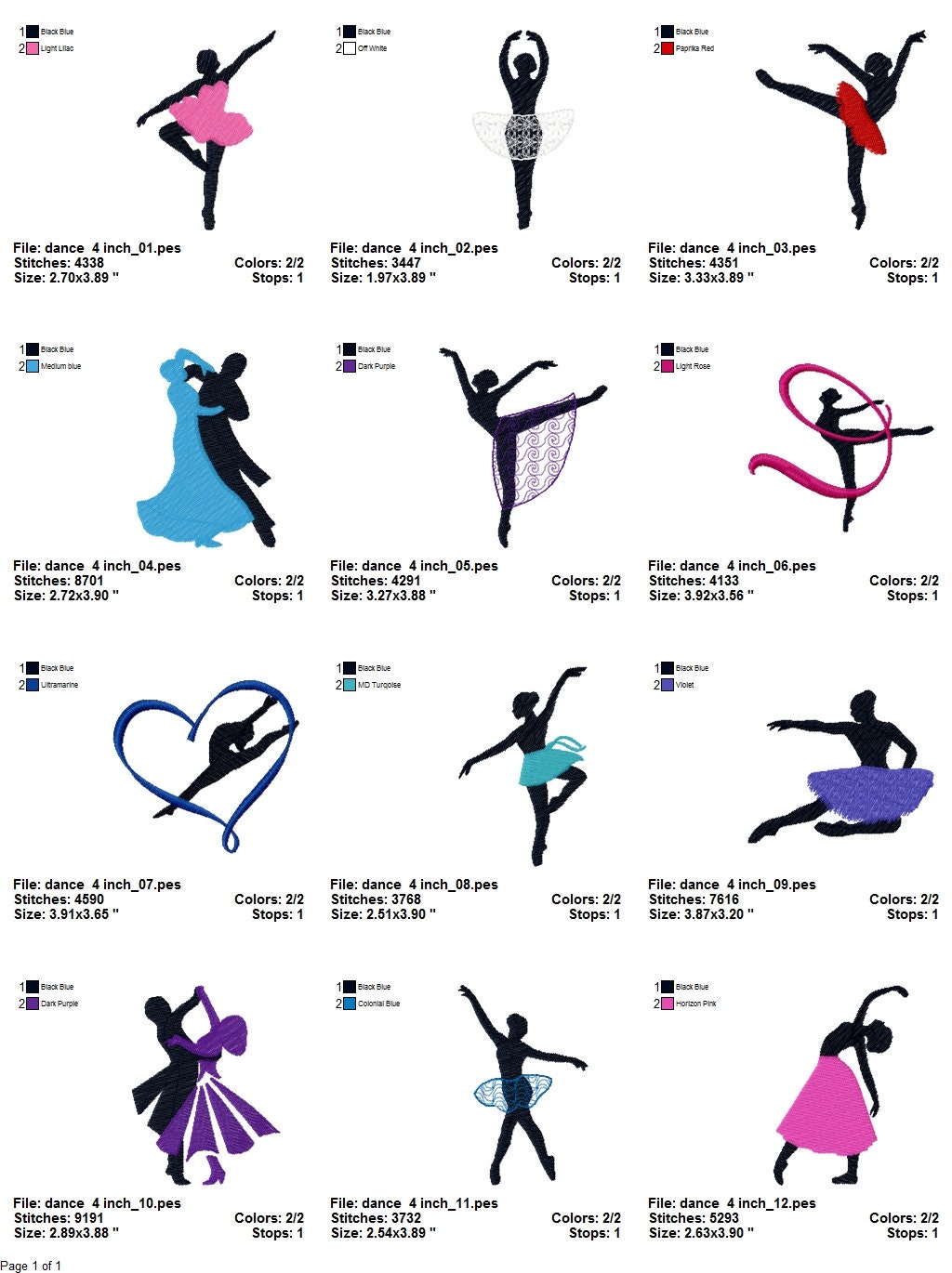 DANCE Dancer Ballet Design for Embroidery Machine / Motifs - Etsy