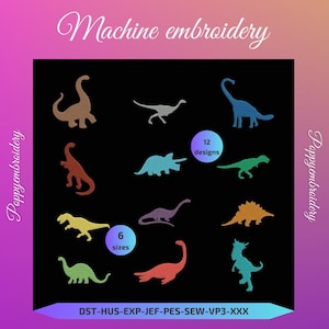 DINOSAUR Designs for Embroidery machine  /  dinosaure motifs pour broderie machine / instant download