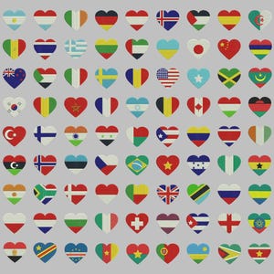 WELTFLAGGE Herz Design für die Stickmaschine / Textilmotive für Stickmaschine / sofortdownload