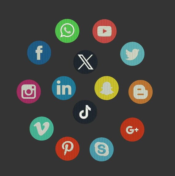 Diseño de logotipo para REDES SOCIALES para máquina de bordar motivos  para máquina de bordado descarga instantánea