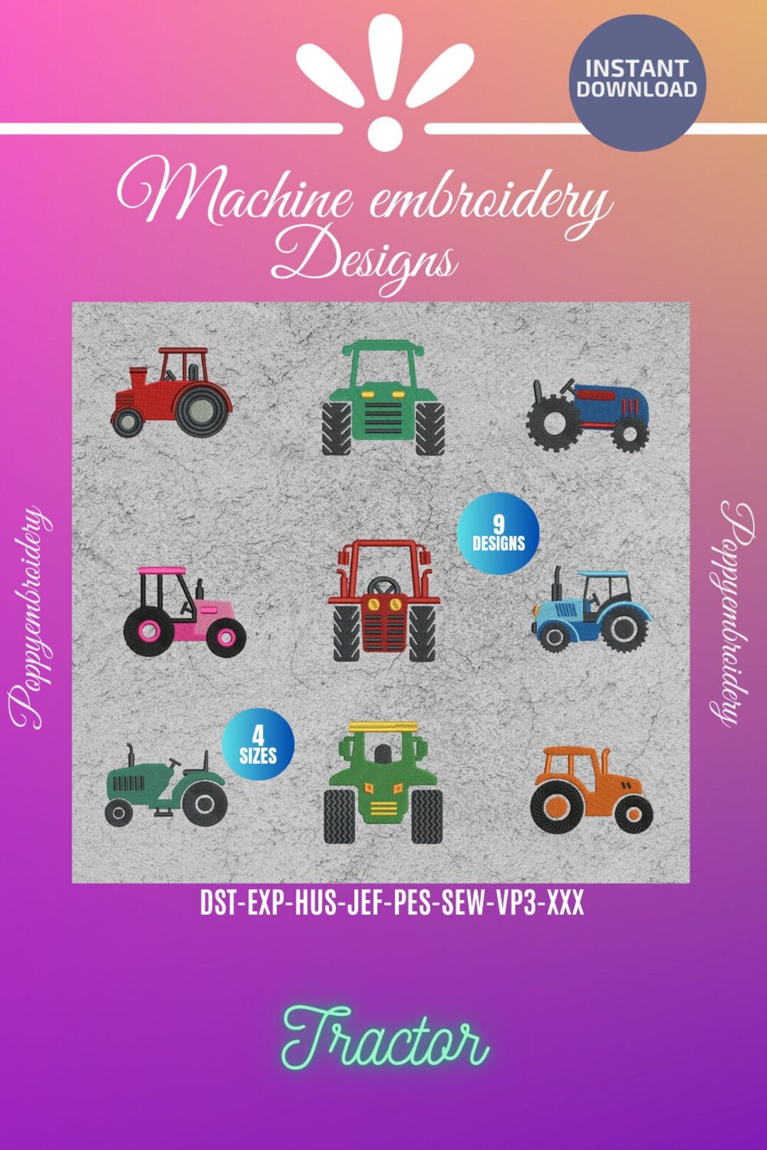 TRACTOR Design for Embroidery machine / tracteur motifs pour - Etsy France