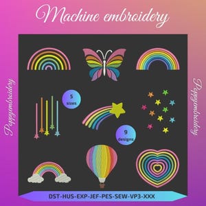 Projekty RAINBOW dla maszyny do haftowania/motywy arc en ciel pour broderie machine/Instant Download