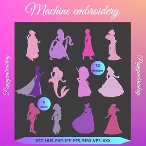 PRINCESS embroidery machine  designs  / motifs princesse pour broderie machine / INSTANT DOWNLOAD