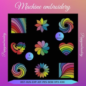 Projekty maszyn do haftowania kolorów tęczy/motywy arc en ciel pour broderie machine/natychmiastowe pobieranie