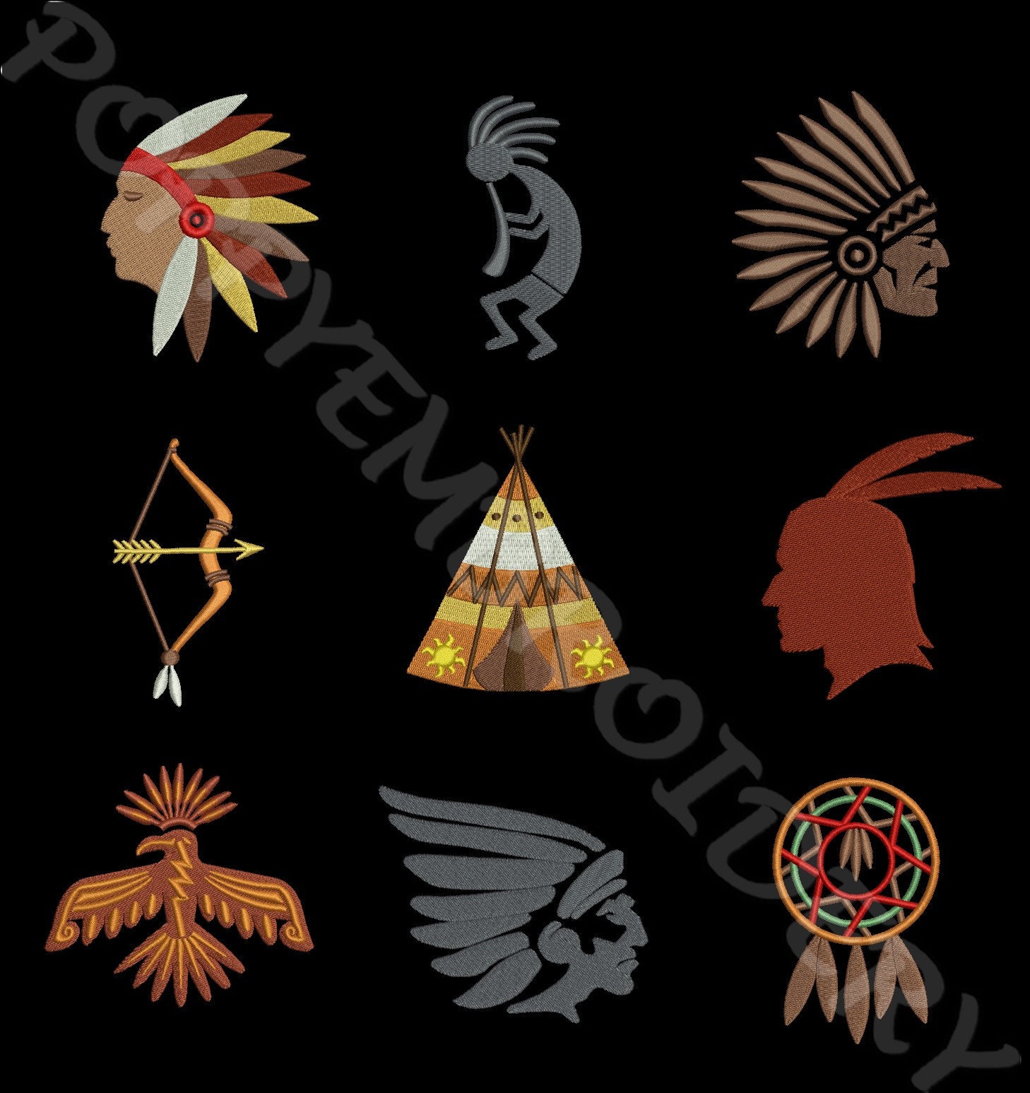 INDIAN NATIVE Embroidery Machine Designs / Motifs Indien Pour Etsy