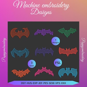 Freistehende Spitze FSL Fledermaus Stickmaschine Designs / chauve souris fsl für die Broderiemaschine / INSTANT DOWNLOAD