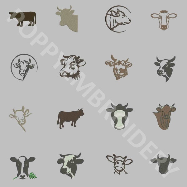COW Design for Embroidery machine  /  vache motifs pour broderie machine / INSTANT DOWNLOAD