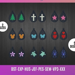 EARRINGS free standing lace FSL  embroidery machine  designs  /boucle d oreille pour broderie machine / instant DOWNLOAD