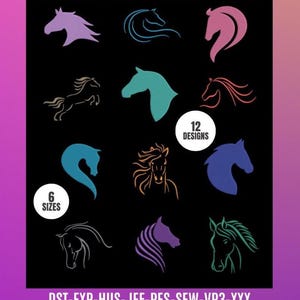 HORSE Design for Embroidery machine  / cheval motifs pour broderie machine / INSTANT DOWNLOAD