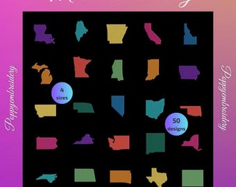 USA States Machine Embroidery Designs Set (INSTANT DOWNLOAD)