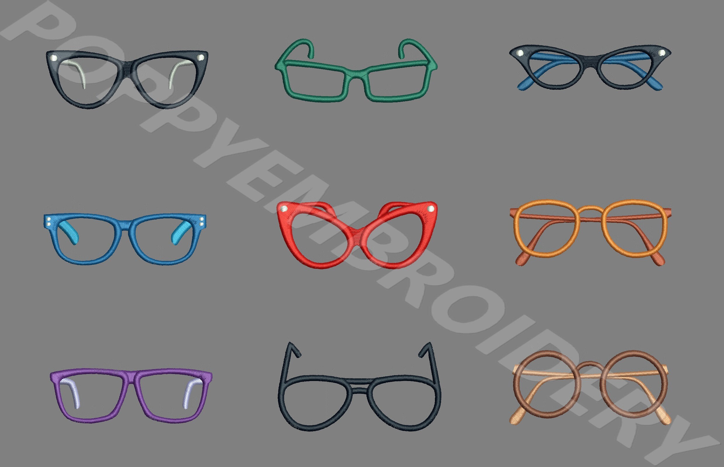EYEGLASSES designs for embroidery machine / motifs Etsy