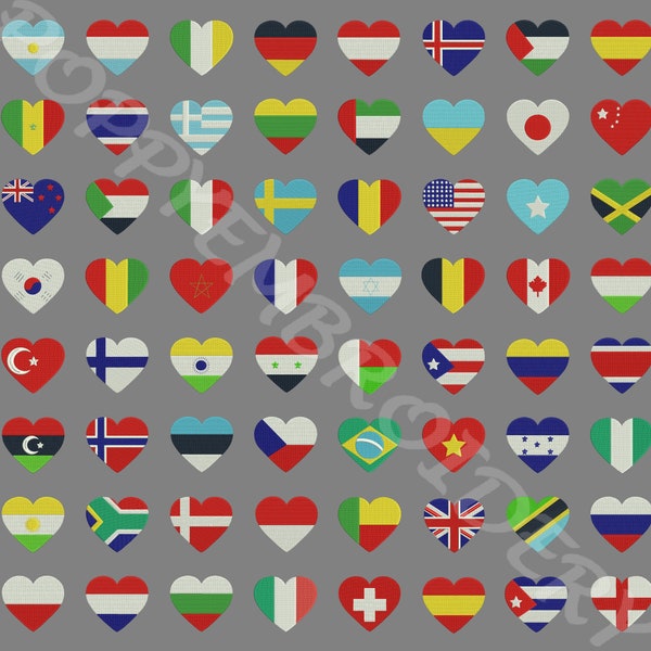 WORLD FLAG hart Ontwerp voor borduurmachine / gordijnen motieven pour broderie machine / instant download