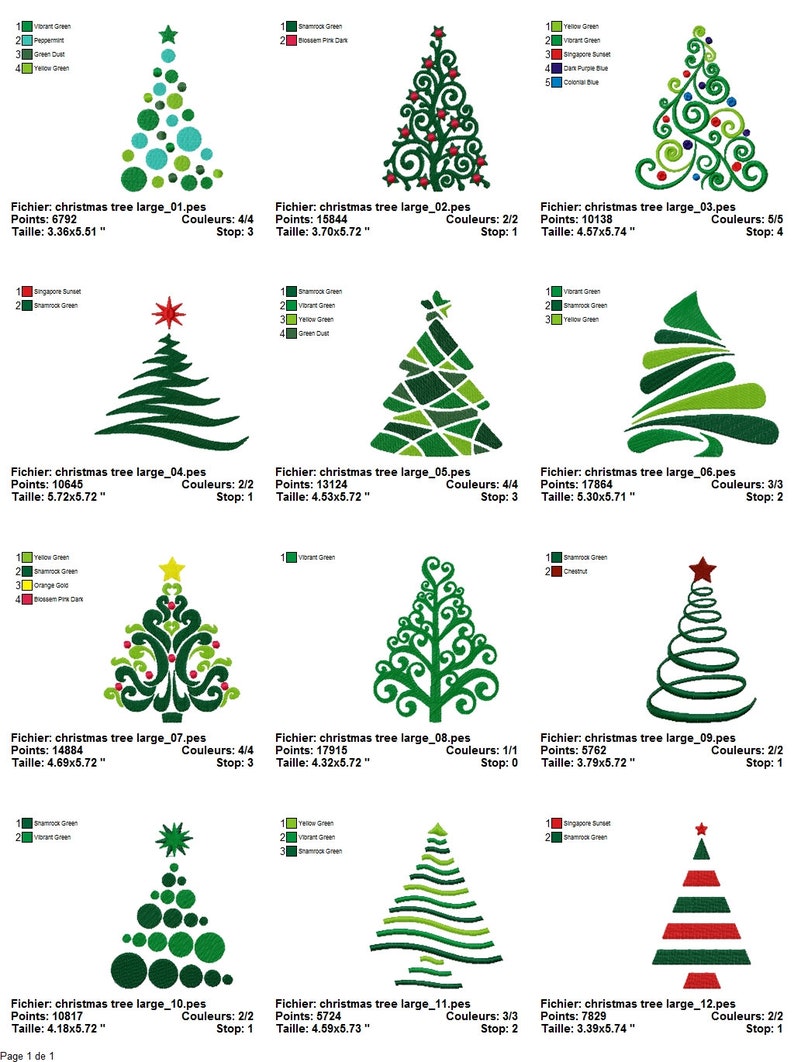 CHRISTMAS Tree Designs for Embroidery Machine / Noel Motifs Etsy