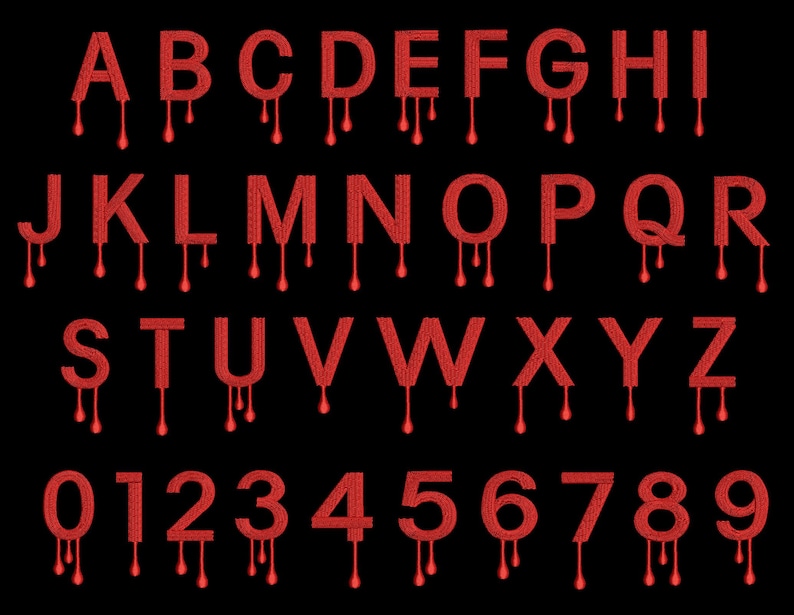 BLOOD Letters Font, Machine Embroidery Designs / Motifs Lettre Police ...