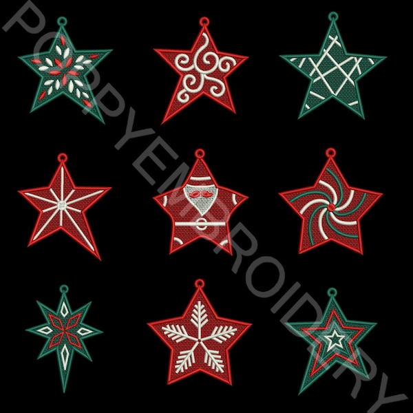 Free standing in ricamo di pizzo FSL Natale stelle disegni macchina / etoile noel pour broderie macchina / INSTANT DOWNLOAD