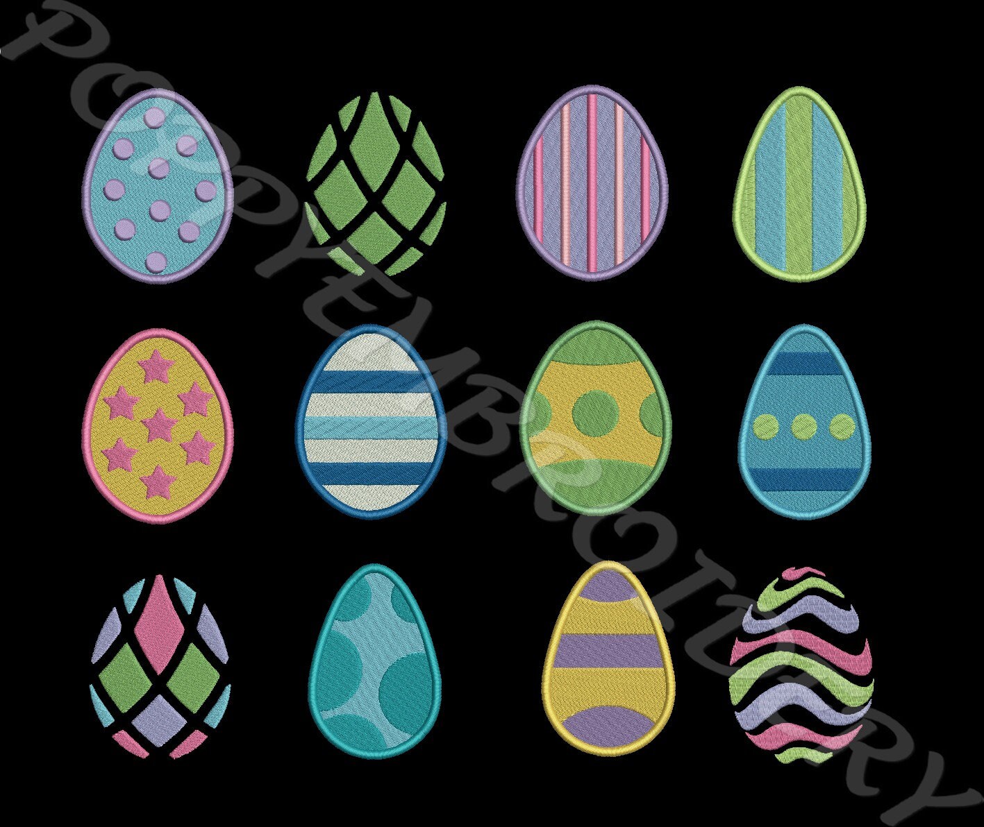 Egghead Designs EASTER egg machine embroidery designs set / oeuf de paques | Etsy