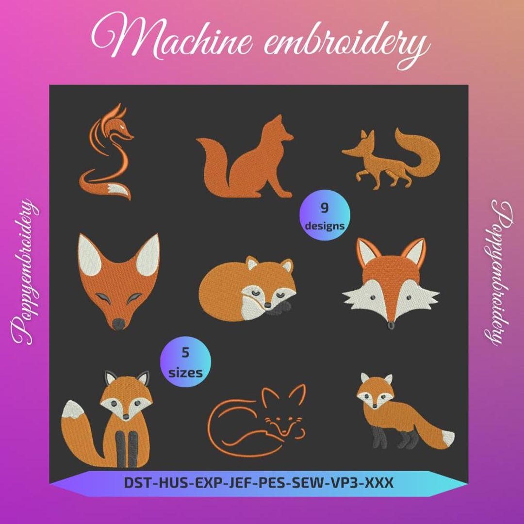 FOX Machine Embroidery Designs / Instant Download - Etsy
