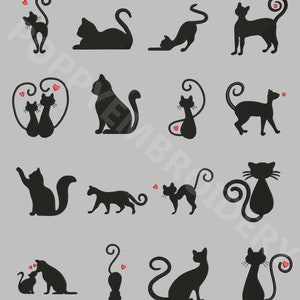 CATS silhouettes Design for Embroidery machine / chats  motifs pour broderie machine / INSTANT DOWNLOAD