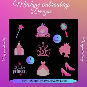 PRINCESS  Design for Embroidery machine  / motifs princesse pour broderie machine / INSTANT DOWNLOAD