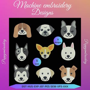 DOG  Designs for Embroidery machine  / chien motifs pour broderie machine / INSTANT DOWNLOAD