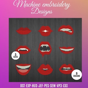 LIPS mouth designs for embroidery machine  / motifs bouche levres pour broderie machine / INSTANT DOWNLOAD