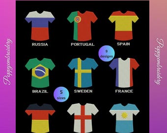FOOTBALL shirt team soccer world cup machine embroidery designs set /INSTANT DOWNLOAD