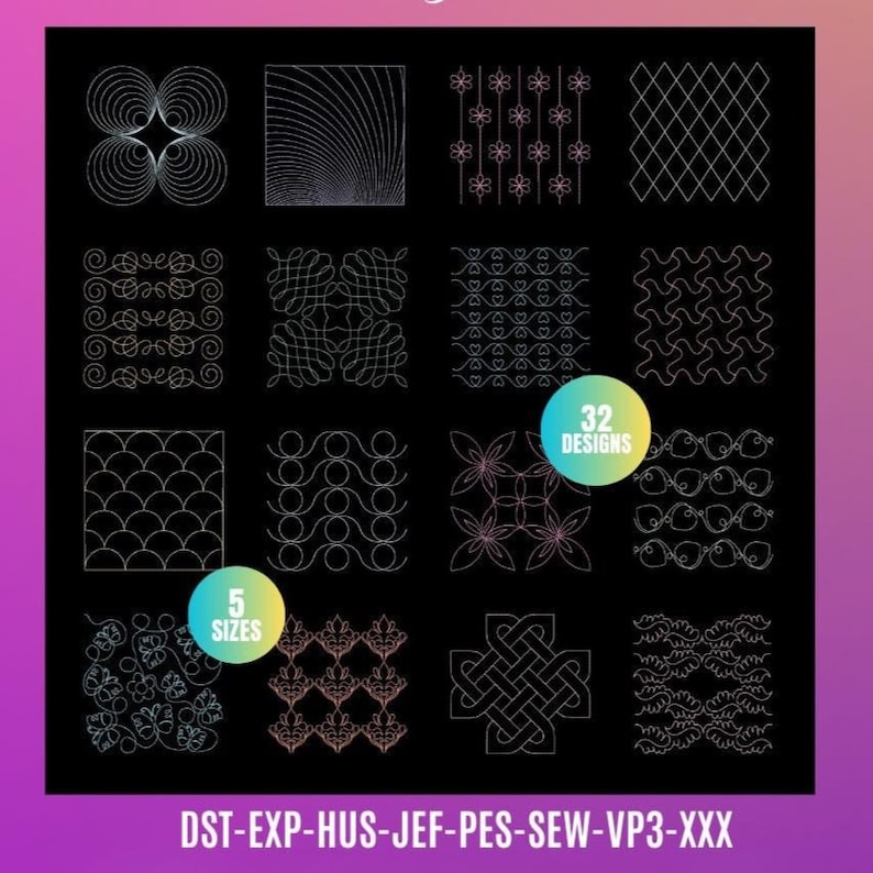 QUILT Block / 32 Patterns Embroidery Machine Designs / Instant Download ...