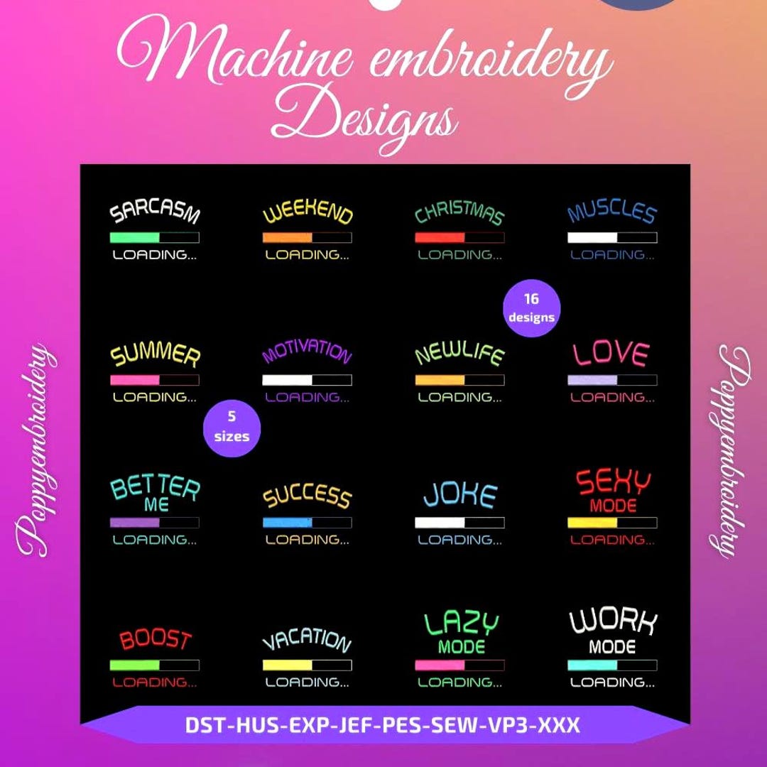 LOADING Bar Humor Designs for Embroidery Machine / Motifs Pour Broderie ...