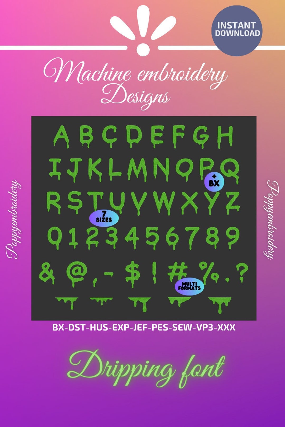 DRIPPING Font Letter Machine Embroidery Designs / INSTANT DOWNLOAD - Etsy