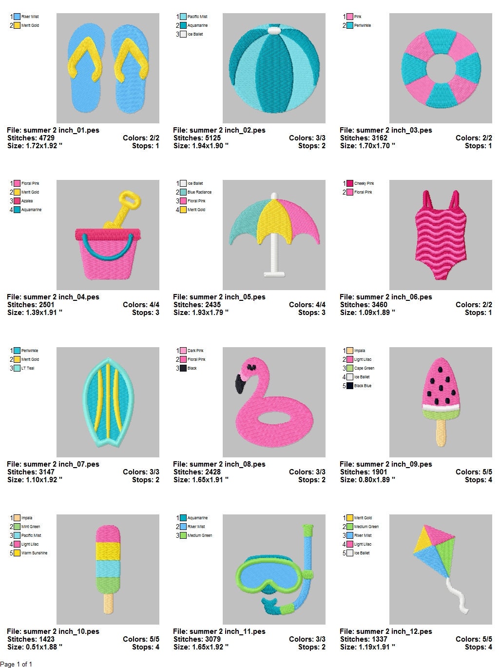 Summer Beach Machine Embroidery Designs / Instant Download - Etsy