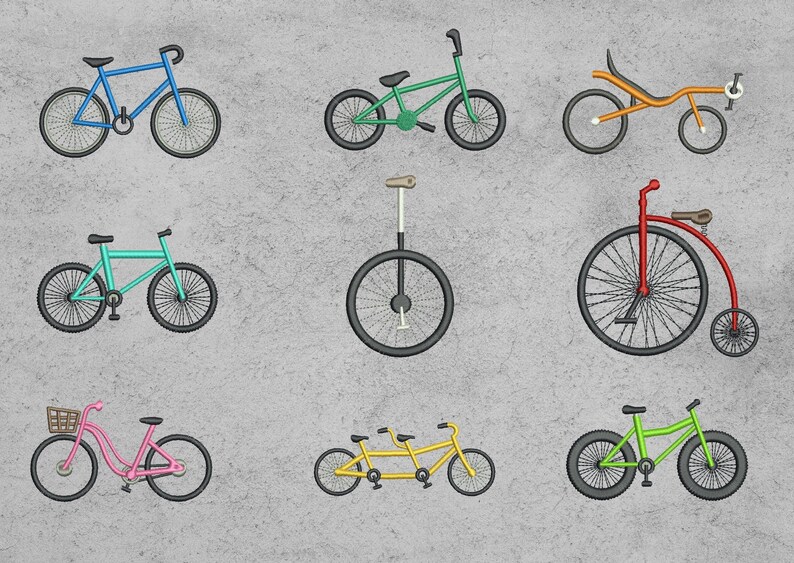 Bike Bicycle Design for Embroidery Machine / Motifs Velo Pour Broderie