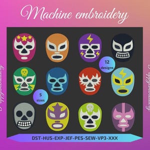 Maska WRESTLING CATCH do maszyny do haftu / catch lutte motifs pour broderie machine / natychmiastowe pobranie